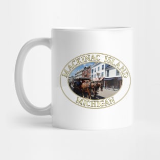 Horse and Carriage in Downtown Mackinac Island, Michigan Mug